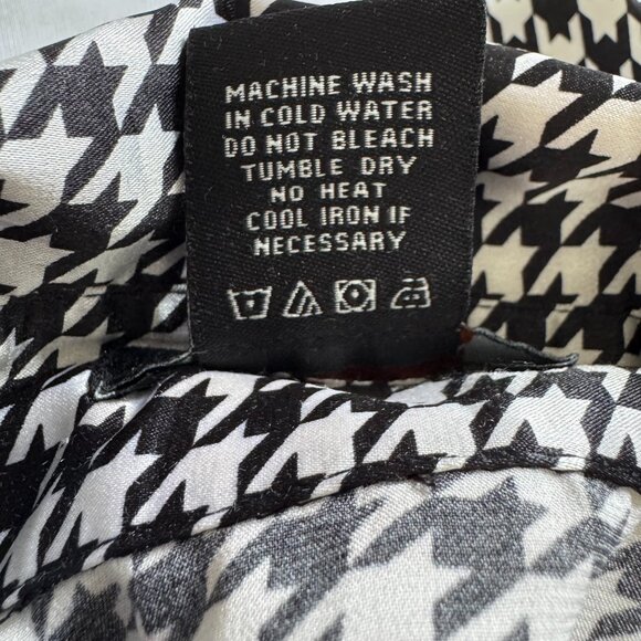 BCBGMAXAZRIA Black & White Houndstooth Cap Sleeve Belted Silhouette Blouse XS - Picture 3 of 11